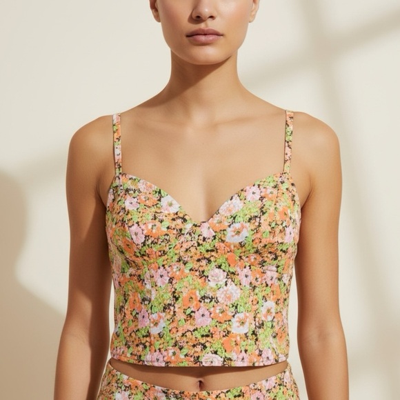 Open Edit Floral Print Women's Crop Top Size Large - Picture 1 of 5